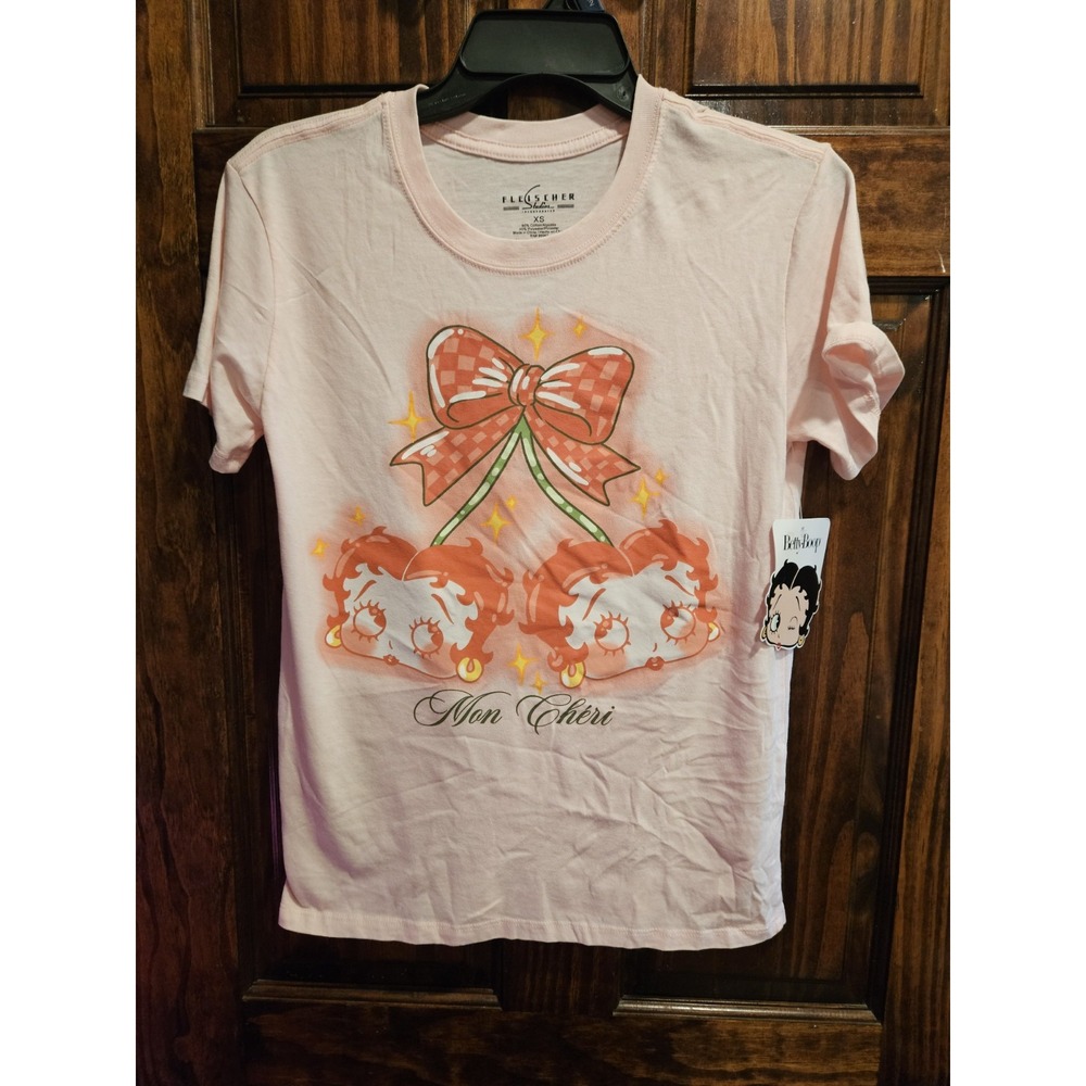 Betty Boop Fleischer Studios Mon Cheri Pink Graphic T-Shirt Women XS NEW